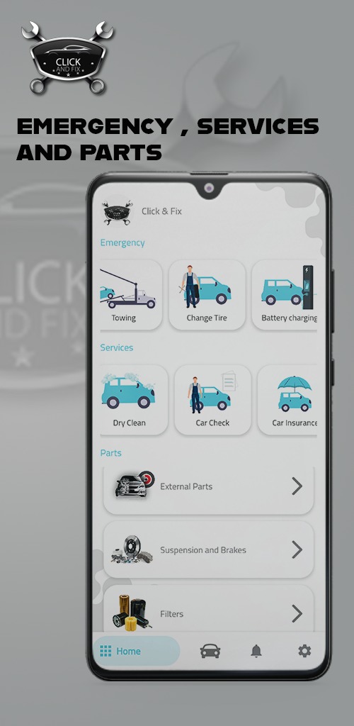 Click And Fix, Home Screen